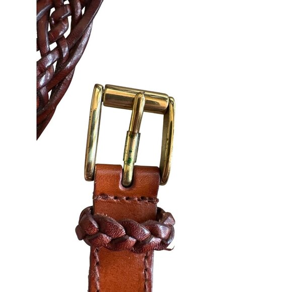 Talbots Genuine Leather Braided Belt With Gold Buckle - Size M - Picture 4 of 4